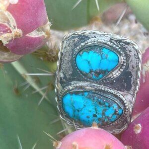 Outstanding, Gem Morenci Turquoise, Old Pawn Navajo, Silver, Bennett, Bolo Slide